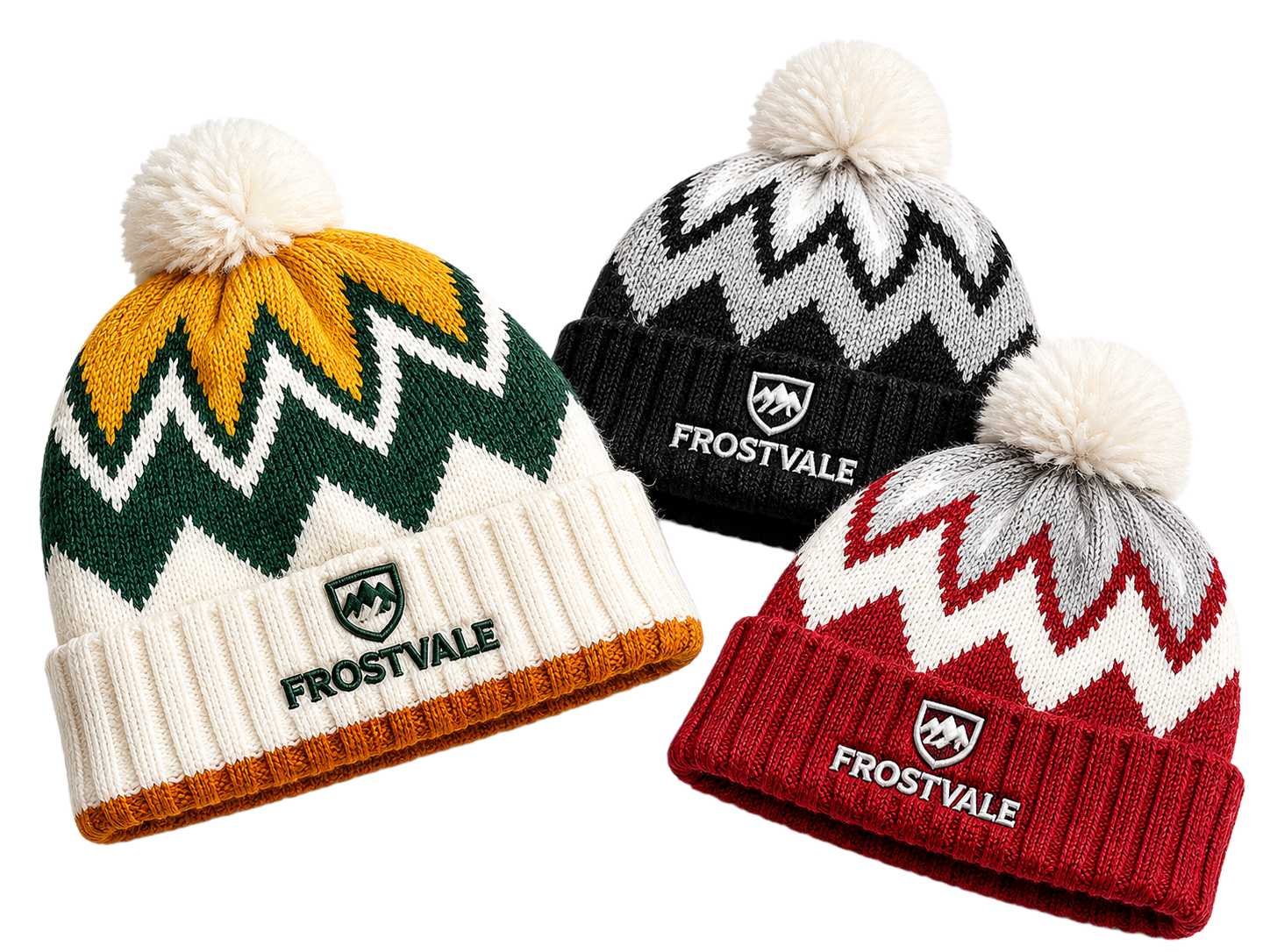 Custom Acrylic Knit Beanie with Pom Pom and 3D Embroidery