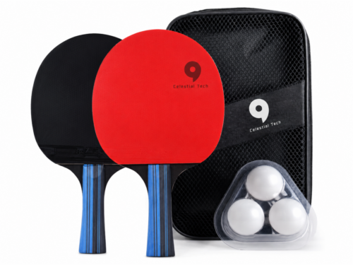 Table Tennis Paddle Set with Balls and Case