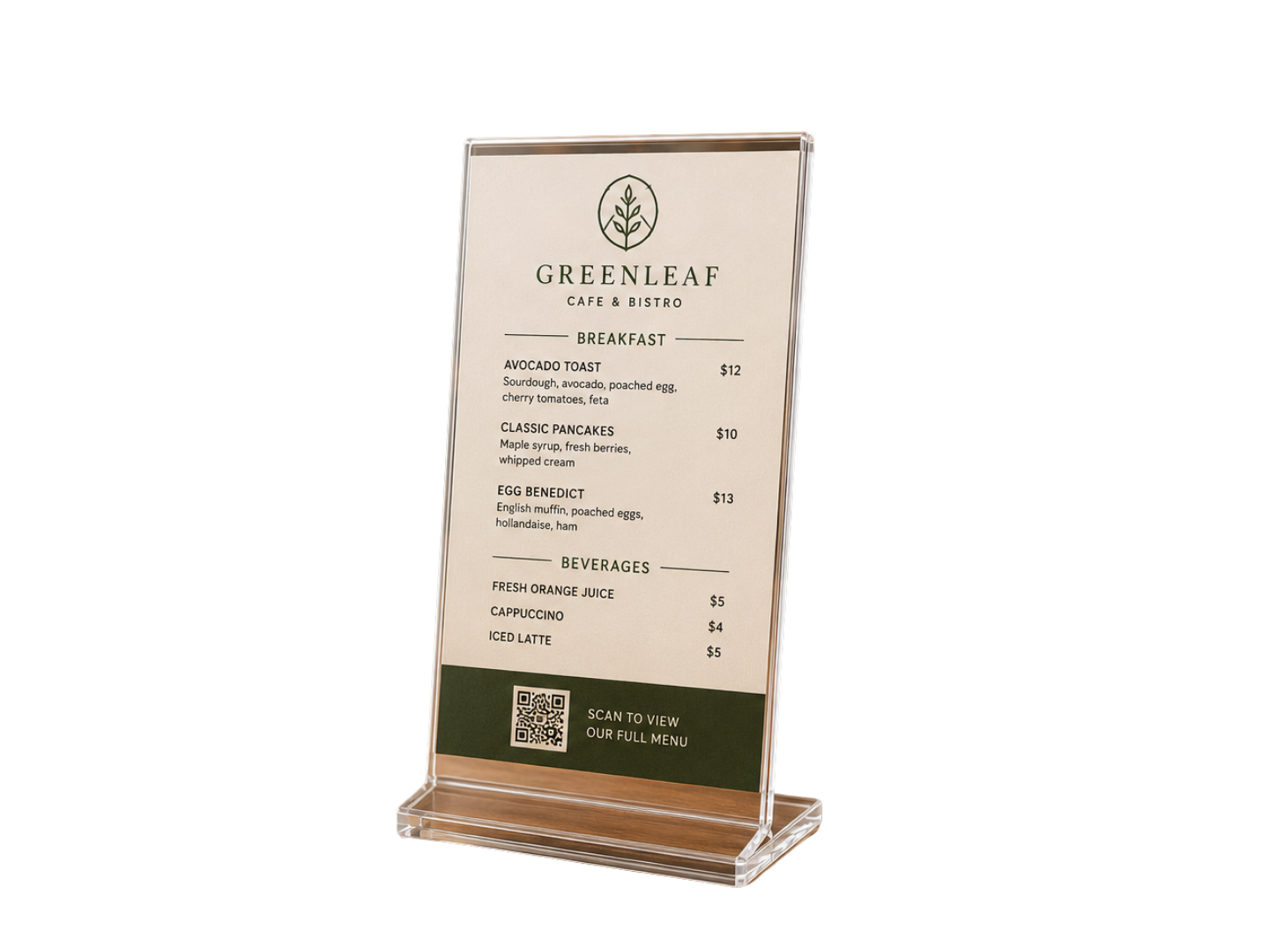 Acrylic Table Menu Stands