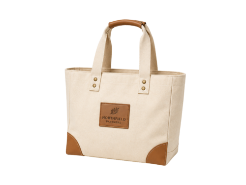 Leather-Trim Canvas Corporate Tote Bag
