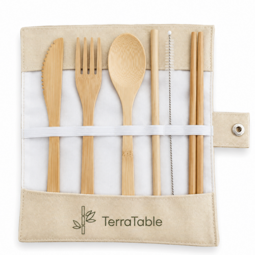 Custom Bamboo Cutlery Set with Pouch