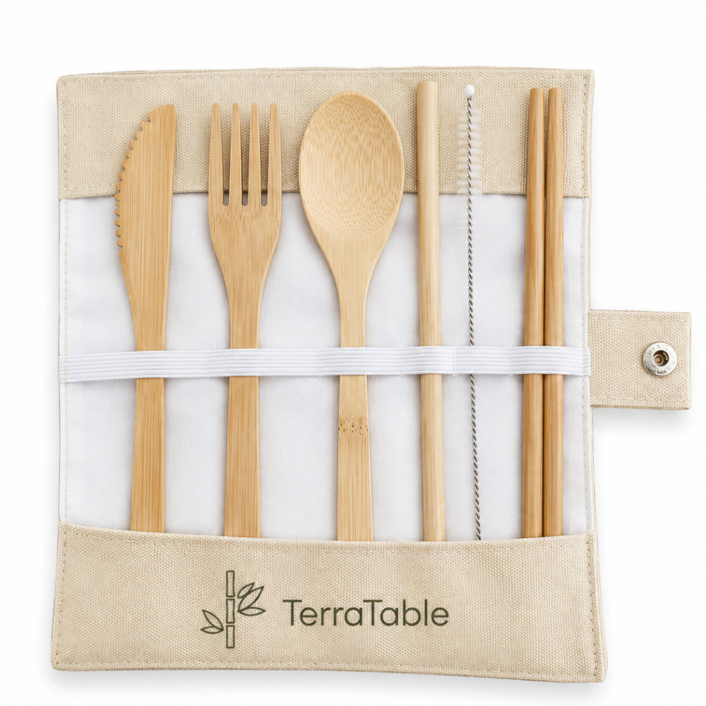 Custom Bamboo Cutlery Set with Pouch