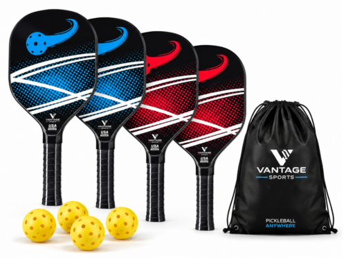 Wooden Pickleball Paddle Set with Balls and Carry Bag