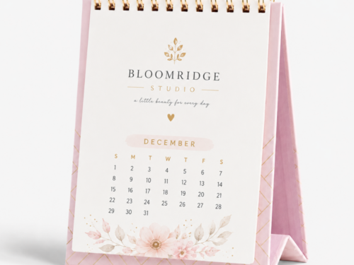Custom Spiral-Bound Desktop Standing Calendar Front