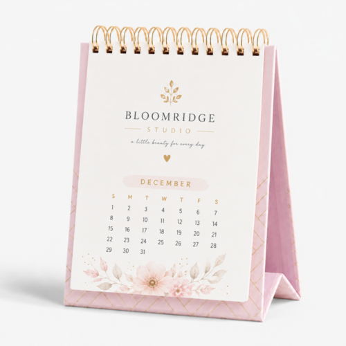 Custom Spiral-Bound Desktop Standing Calendar Front