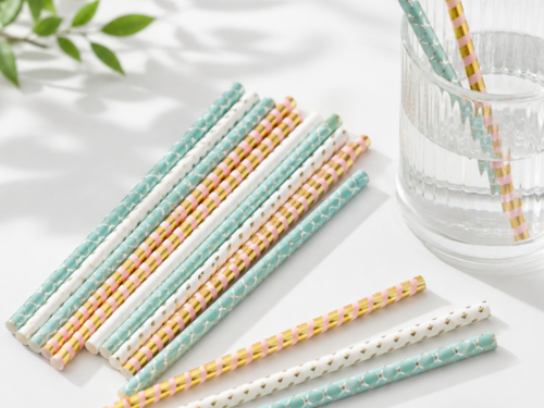 Custom Compostable Paper Straws with white background