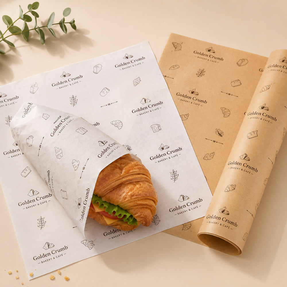 Custom Grease-Resistant Sandwich Wrap Paper in flat surface