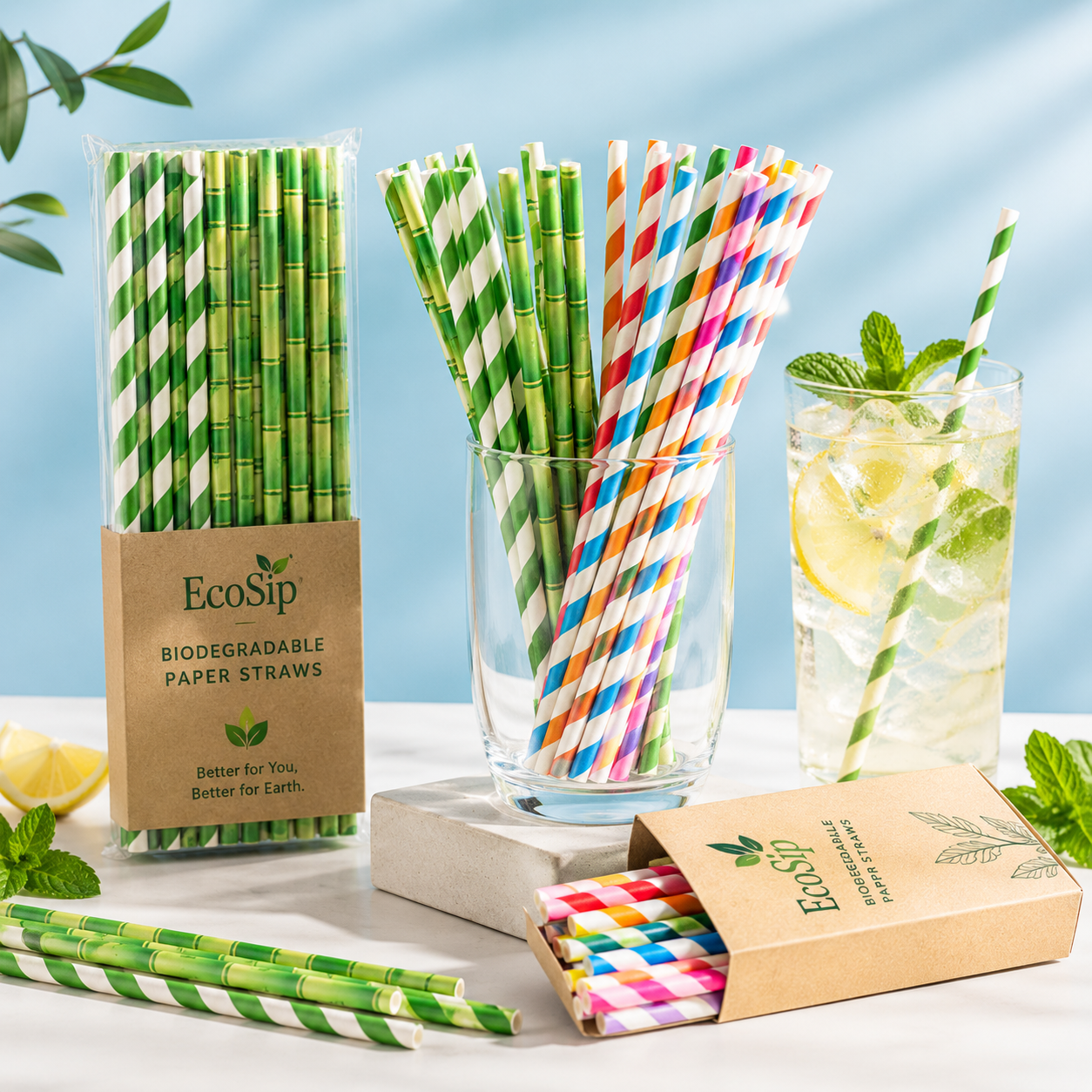 Biodegradable Paper Straws Combined