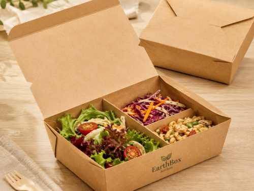 Kraft Paper Lunch Box with Meal Separator Front