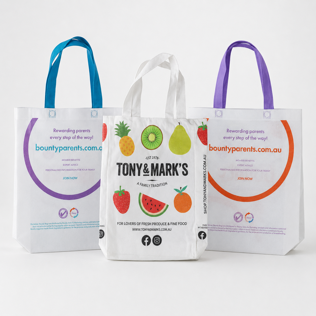 Custom Laminated Non-Woven Tote Bag with different branding