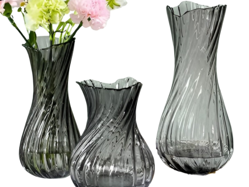 Striped Glass Container Vase