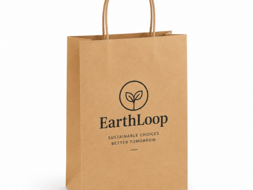 Custom Recycled Kraft Paper Shopping Bag with Twisted Handles
